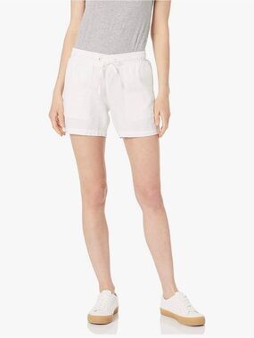 Women's White Linen Blend Casual Shorts